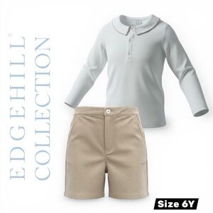 Edgehill Collection Boys 2-Piece Outfit Set Size 6Y Beige White New
